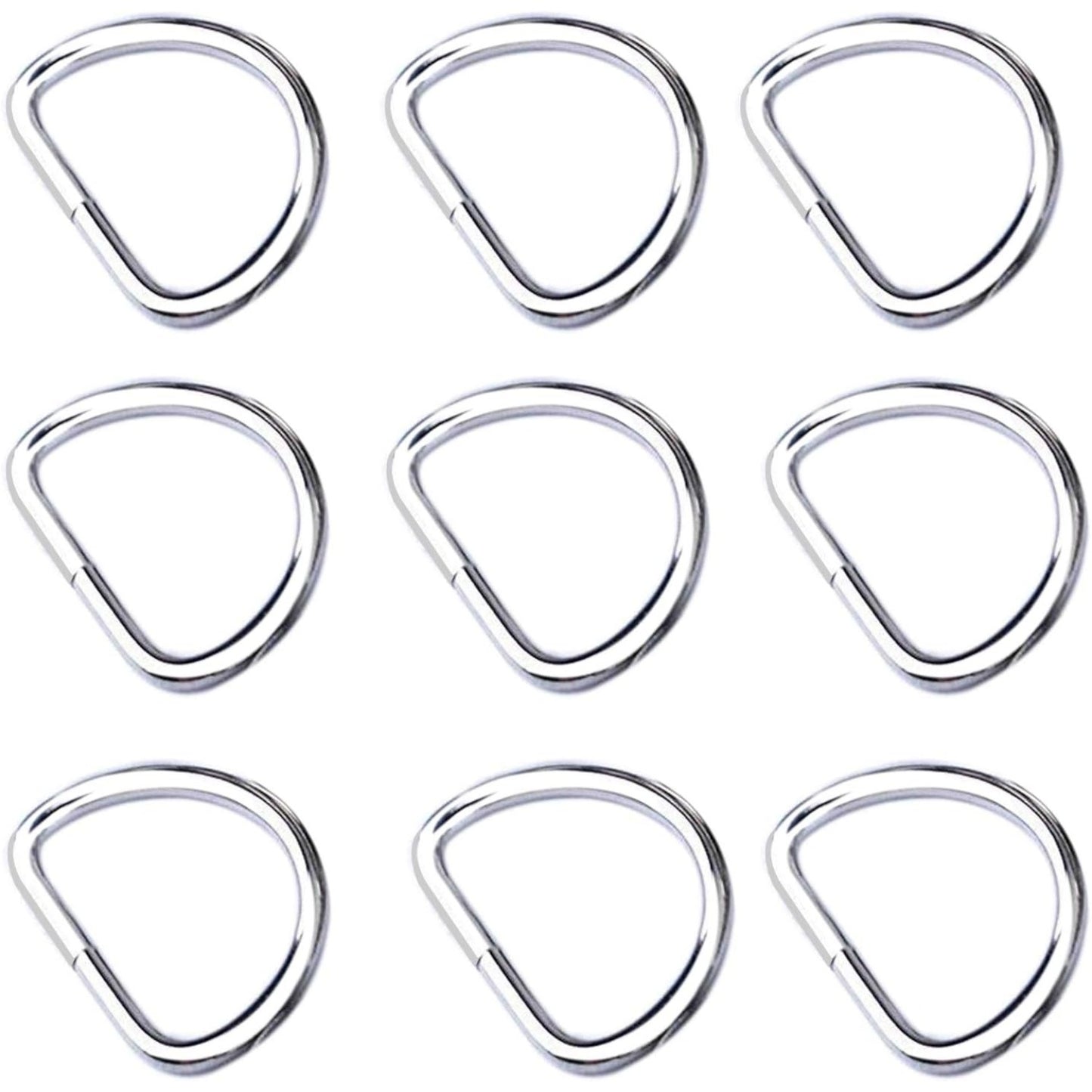 BronaGrand Pack of 100 Metal Nickel Plated D Ring (3/4 inch)