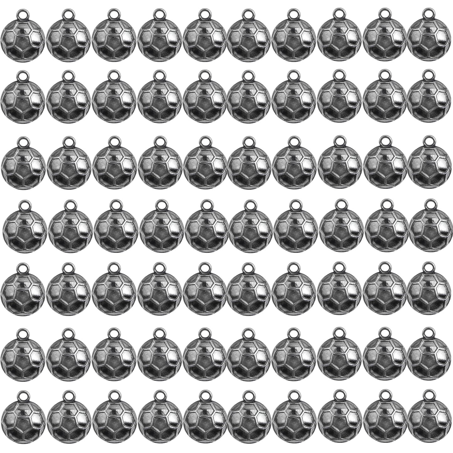 70 Pieces Football Sports Charms Alloy Soccer Ball Pendant Ball Bead Sports Dangle Charms Craft Supplies for DIY Bracelets Necklaces Jewelry Making Gifts, 7 Colors