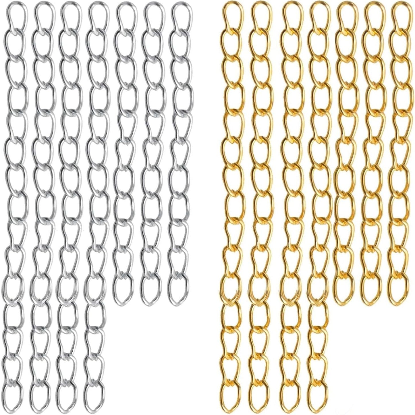200 Pieces 2 Colors Metal Necklace Extenders Bracelet Anklet Chain Extensions for DIY Jewelry Making Valentine's Day Birthday Gifts, 5 cm / 7 cm
