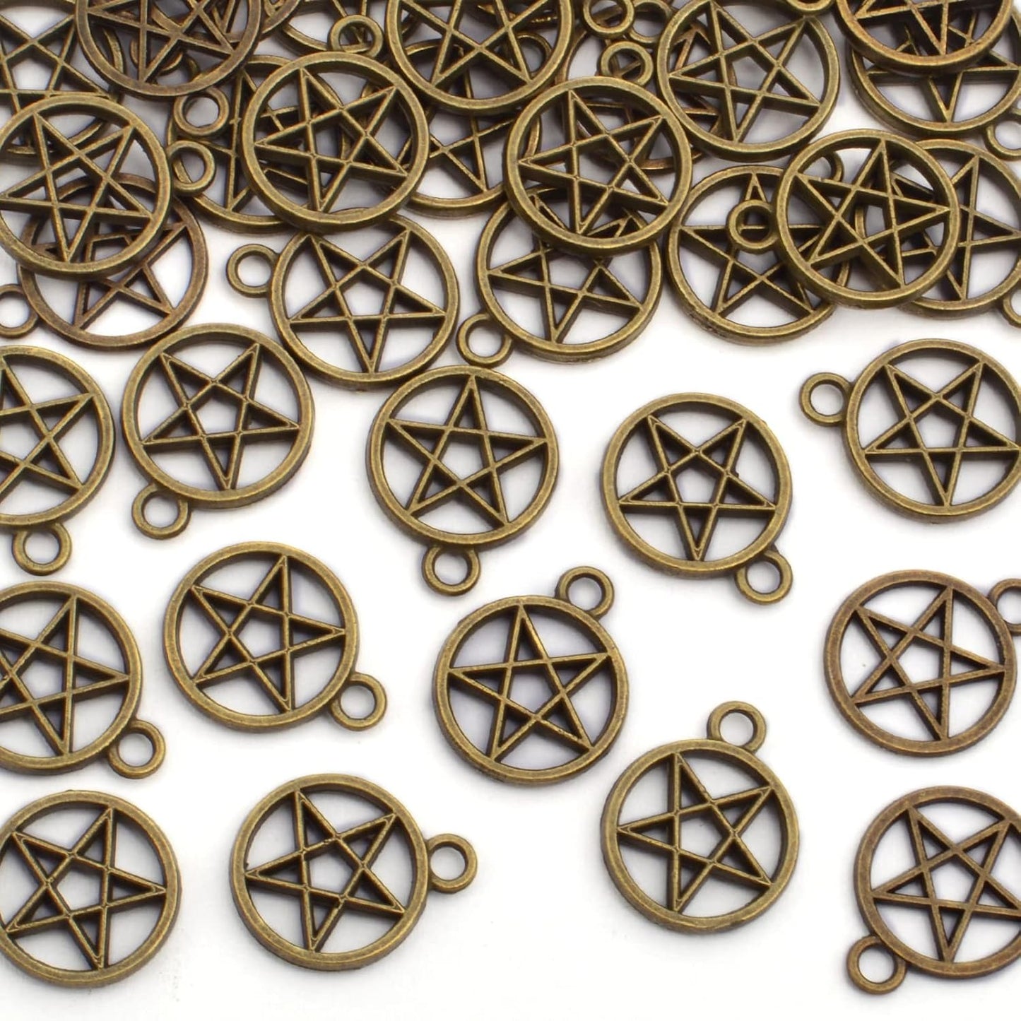 50pcs Silver Pentacle Star Charms Alloy Star Pentagram Pendants Protection Lucky Pentacle Charms Jewelry Making Accessory for DIY Crafts Necklaces Bracelets Earrings