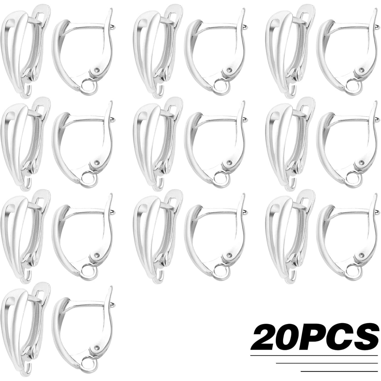20pcs 5 Colors Round French Earring Hooks Hypoallergenic Brass Leverback Ear Wire Hooks with Open Loop for DIY Dangle Earrings Jewelry Making Christmas Party Anniversary Favor
