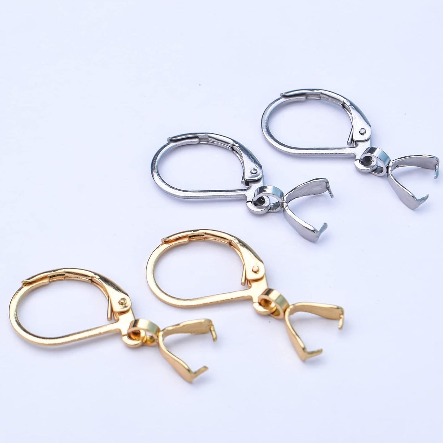 20pcs Stainless Steel French Earring Hooks Leverback Earwires Hypoallergenic Earring Findings with Pendant Clasp for DIY Earrings Jewelry Making