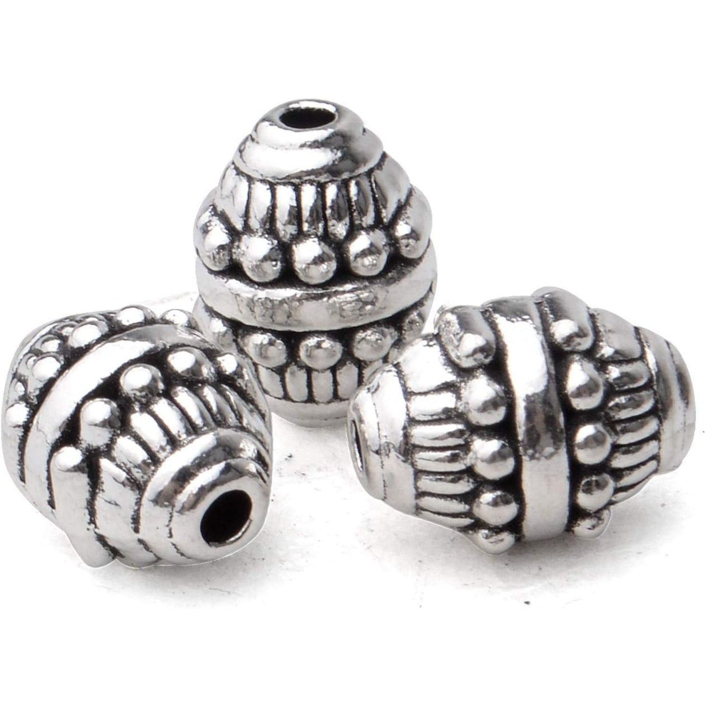 50pcs Alloy Antique Silver Bicone Spacer Beads Tibetan Beads Loose Spacer Bead Jewelry Spacer Charms with A Box for Earring Bracelet DIY Jewelry Crafts Making