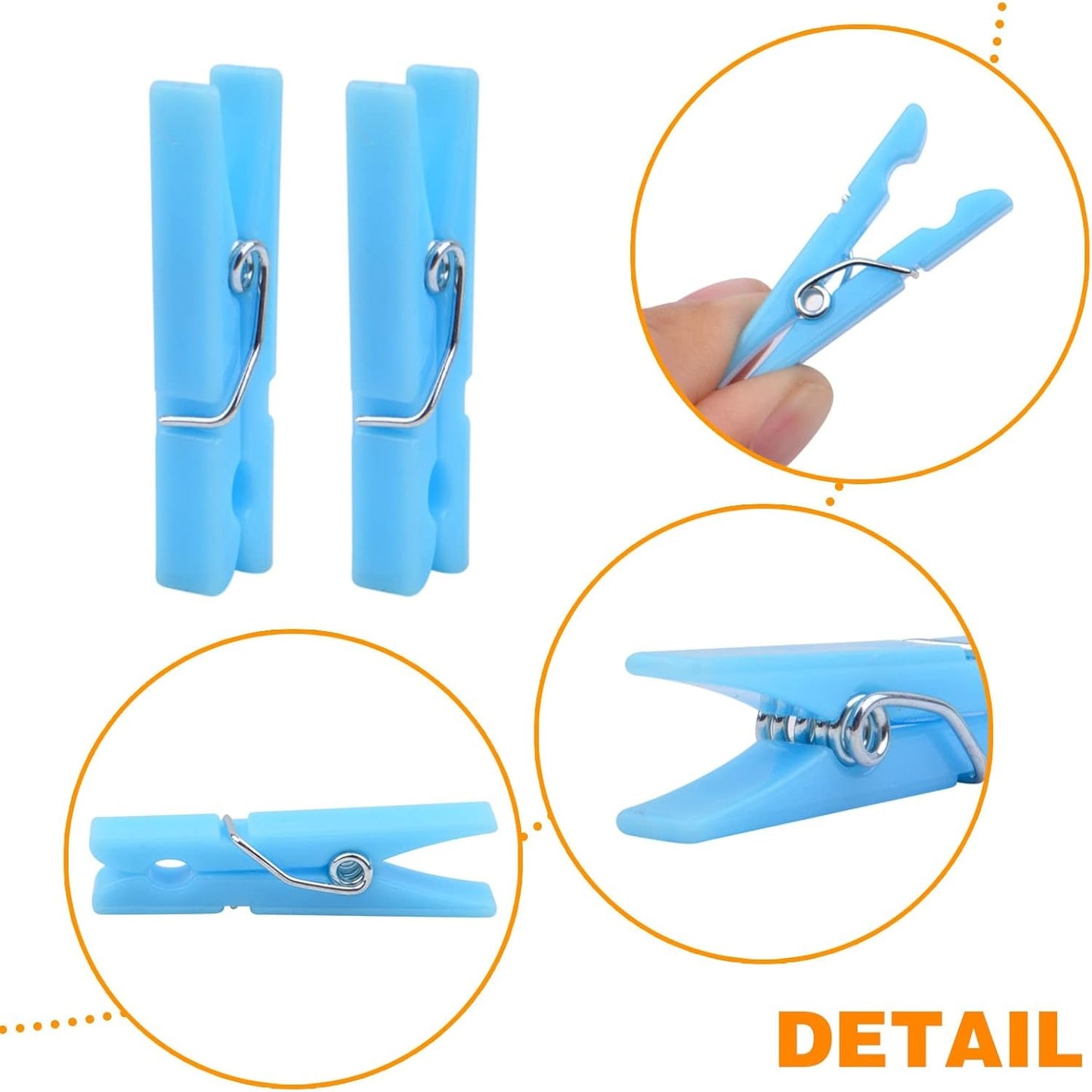 100 Pieces Blue Plastic Photo Clips Mini Utility Paper Clip Clothespins Peg Pin Clips for Hanging Pictures Arts Crafts, 3.4 cm x 0.5 cm