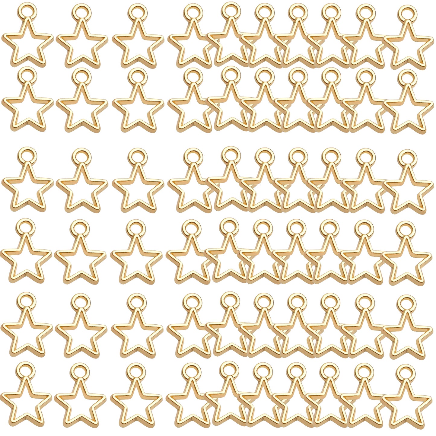 60pcs Mini Star Shaped Charms European Style Charm Hollow Star Charm Jewelry Charms Pendants for DIY Necklaces Bracelets Jewelry Accessories, 6 colors