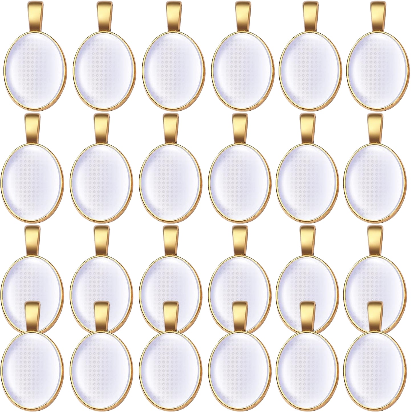 48pcs Bezel Pendant Blanks Set, 24pcs 6 Colors Oval Pendant Trays Bezel Blanks with 24pcs Glass Cabochons Clear Dome Tiles for DIY Bracelet Necklace Jewelry Crafts Making