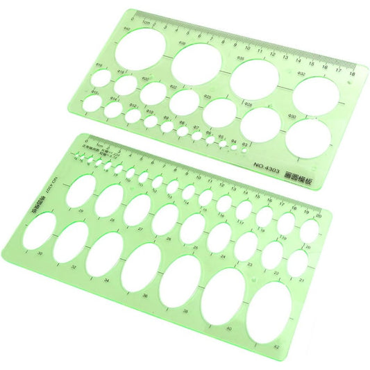 BronaGrand Pack of 2 Circle and Oval Template Measuring Templates Ruler for Office and School
