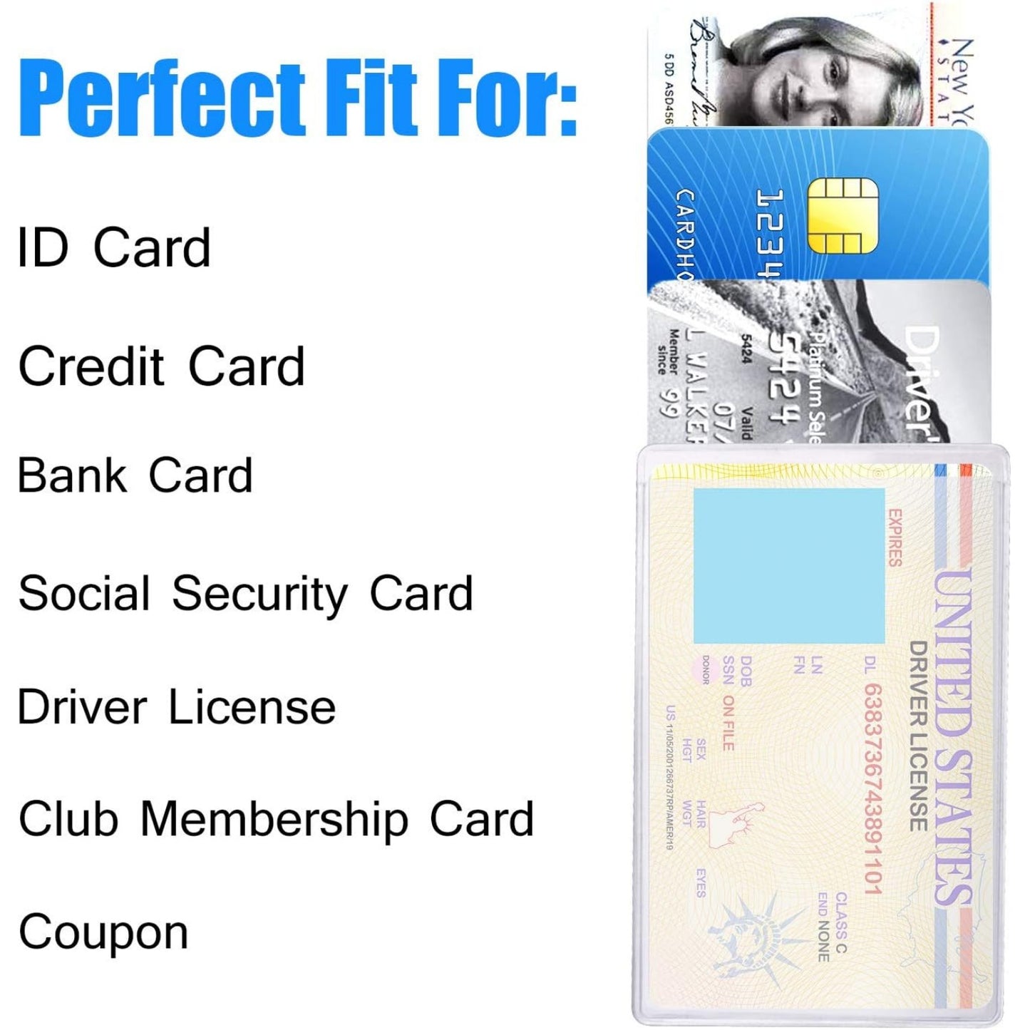Transparent Credit Card Sleeves,20pcs Credit Card Holder Sleeve Clear Waterproof Credit Card Protector Plastic Card Holder Inserts for Insurance License ID Business Social Insurance Card