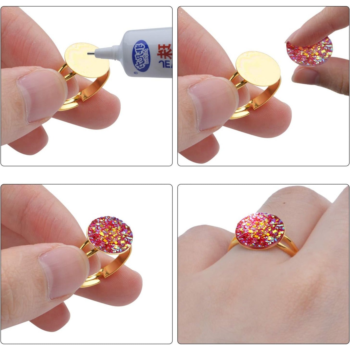 Blank Rings,20pcs Adjustable Ring Base Blank Ring Bezels Flat Round Cabuchon Rings Components for Making Jewelry Crafts