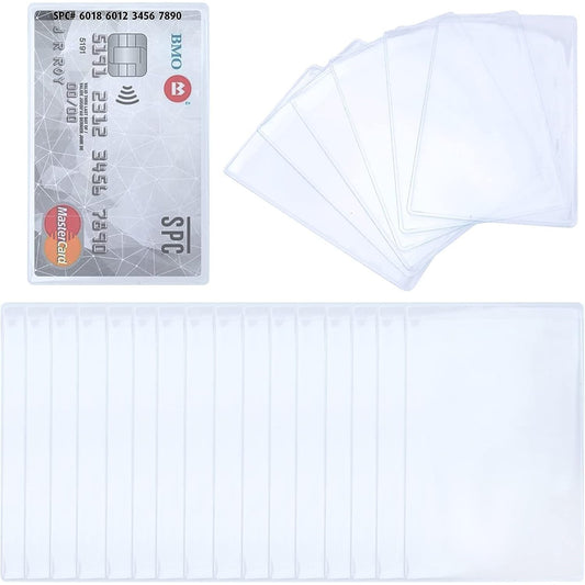 50pcs Transparent Credit Card Sleeves Waterproof Clear New Medicare Card Holder Protector Sleeve for License ID Business Social Insurance Bank Card, 6cm×9.3cm