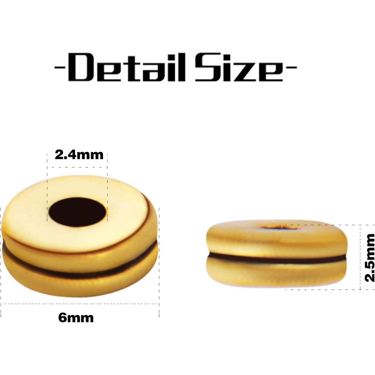 200pcs 6mm Flat Round Spacers Beads Alloy Rondelle Beads Disc Spacer Bead Loose Beads for DIY Bracelet Jewelry Crafts Making Accessory, Antique Gold