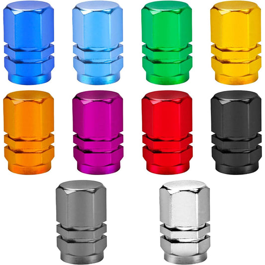 20 Pieces Schrader Tire Valve Caps, Aluminum Alloy Bicycle Bike Tire Valve Caps Dust Covers 10 Colors