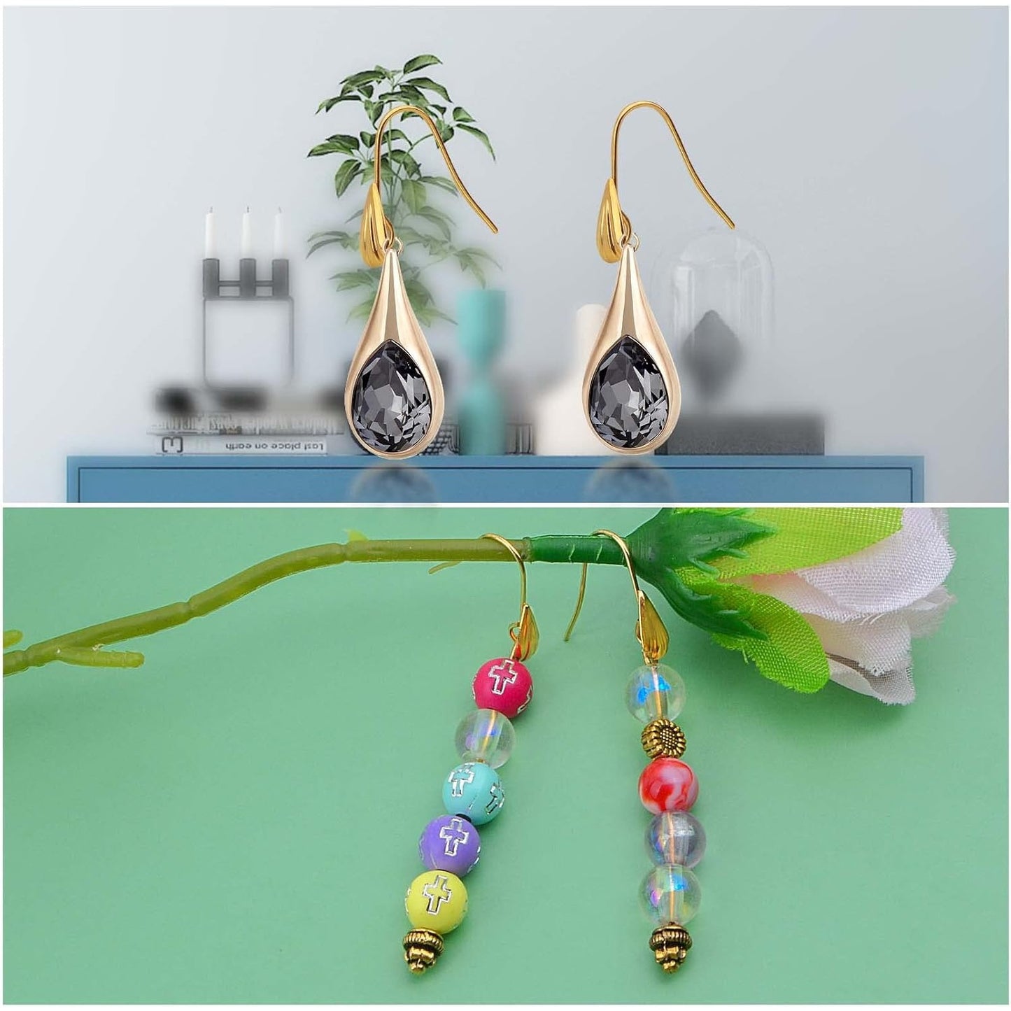 30 Pieces Golden Plated Earring Hooks Hypoallergenic Brass Ear Wire Fish Hooks with Teardrop Shape Dangle Earrings for DIY Earring Jewelry Making Findings