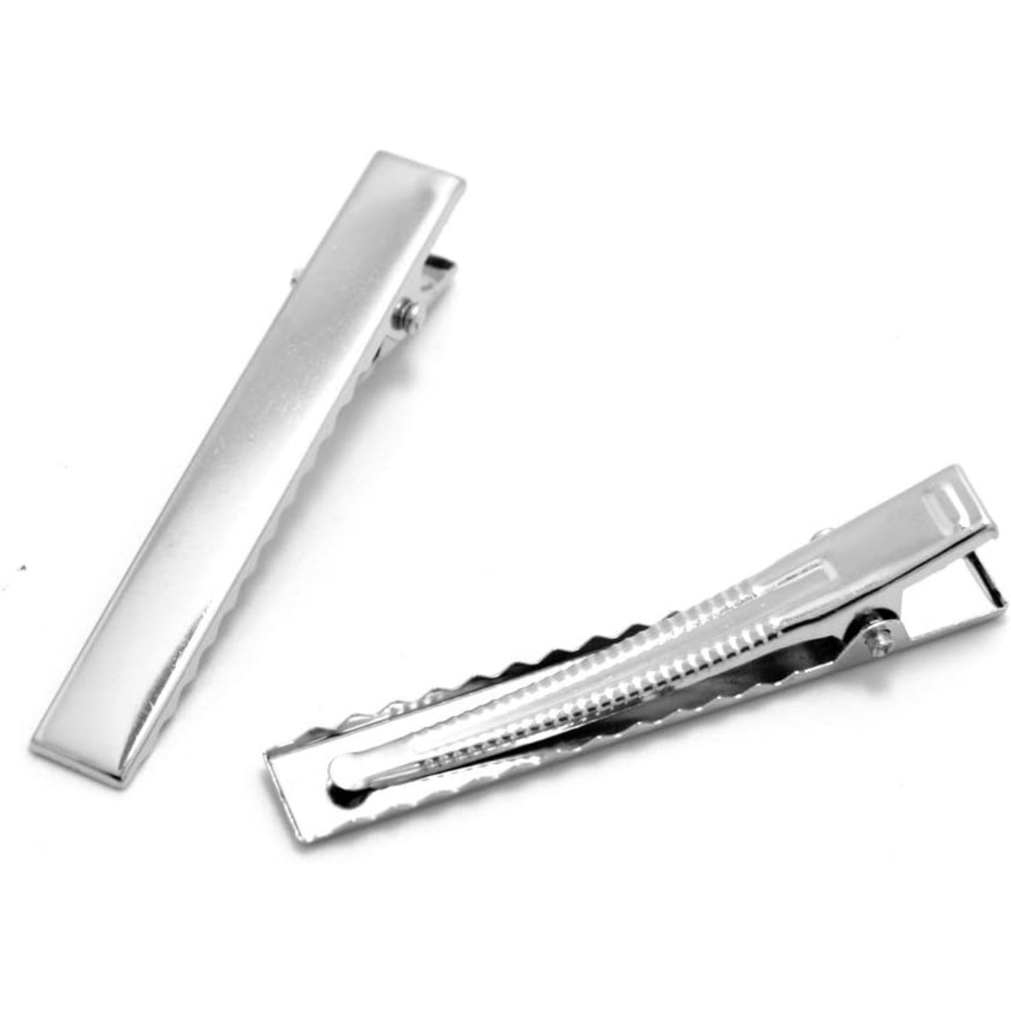 100 PCS Silver Alligator Hair Clip Flat Top with Teeth for Arts & Crafts Projects, Dry Hanging Clothing, Office Paper Document Organization,Hair Care(2.4 Inch)