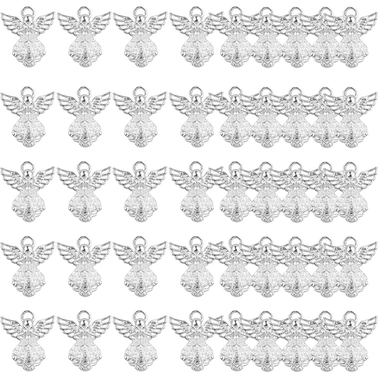 45pcs Angel Wing Charms Tibetan Alloy Fairy Wings Shape Pendant Guardian Angel Dangle Charms Craft Supplies for DIY Necklace Bracelet Earrings Jewelry Making, 9 Colors