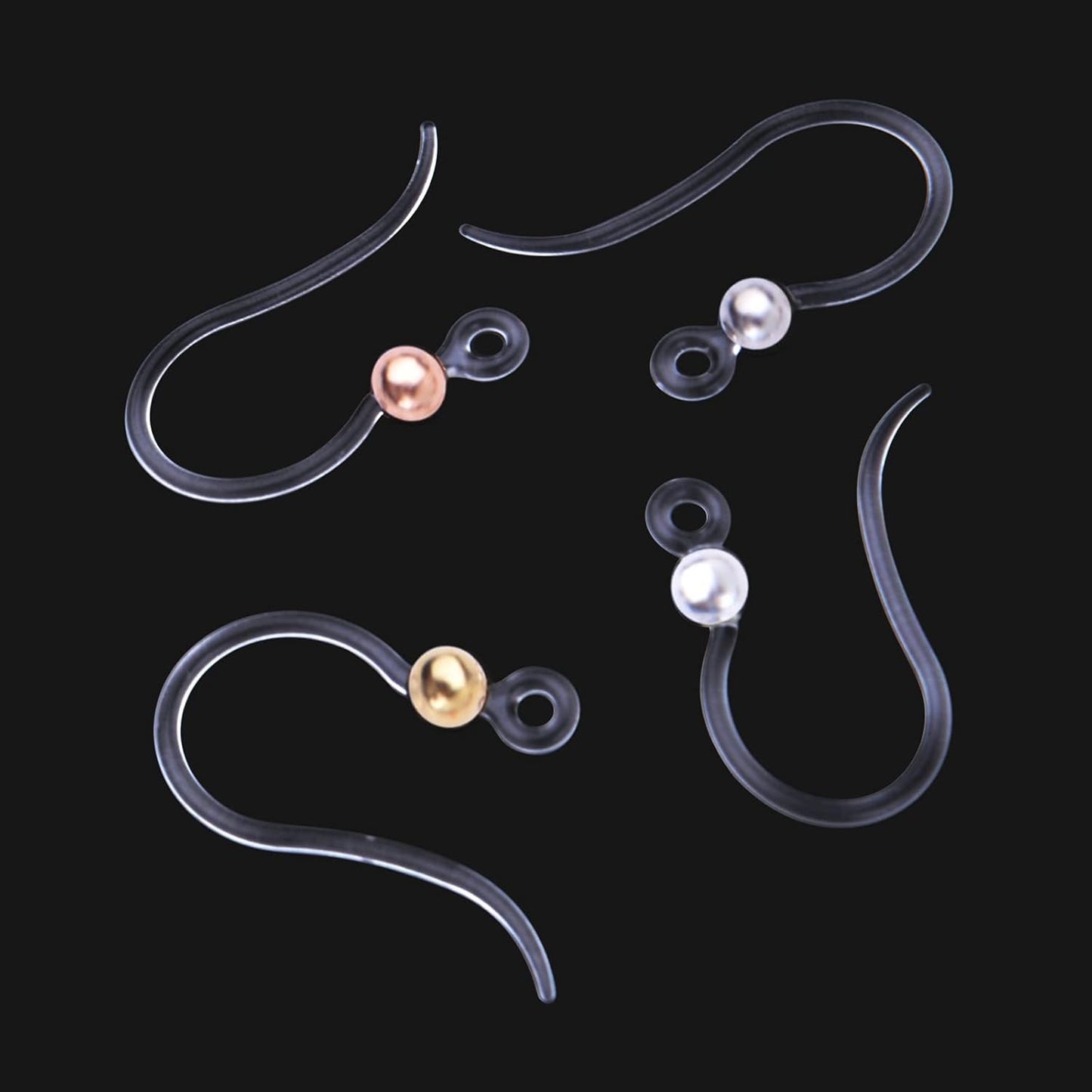 40pcs Plastic Earring Hooks Ear Wire Ball Dots Safety Non-Allergenic Ear Wires Hooks Earring Findings for DIY Jewelry Making, 4 Colors
