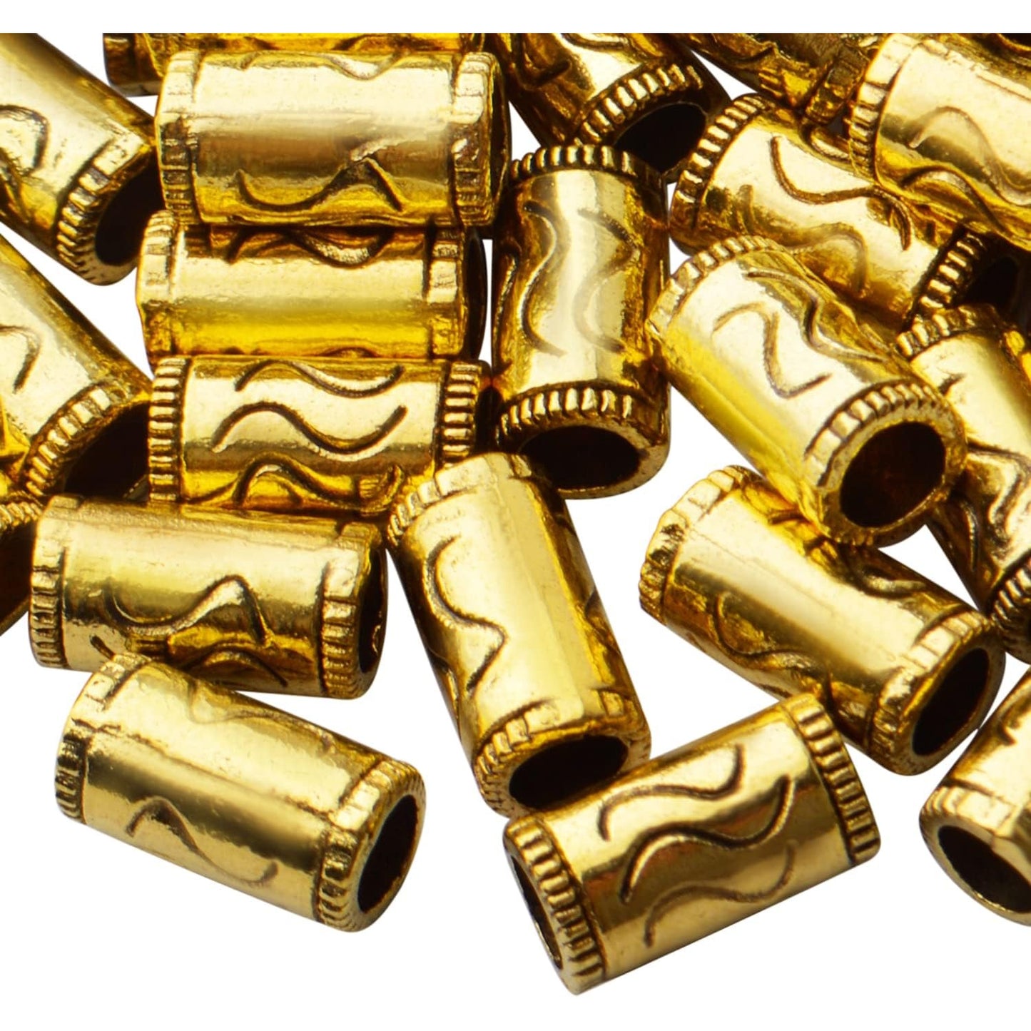 100pcs Antique Gold Column Spacer Beads Alloy Tibetan Spacers Tube Bead Spacers Loose Beads Charm Beads for DIY Bracelet Necklace Jewelry Crafts Making Finding,Hole: 3.6mm