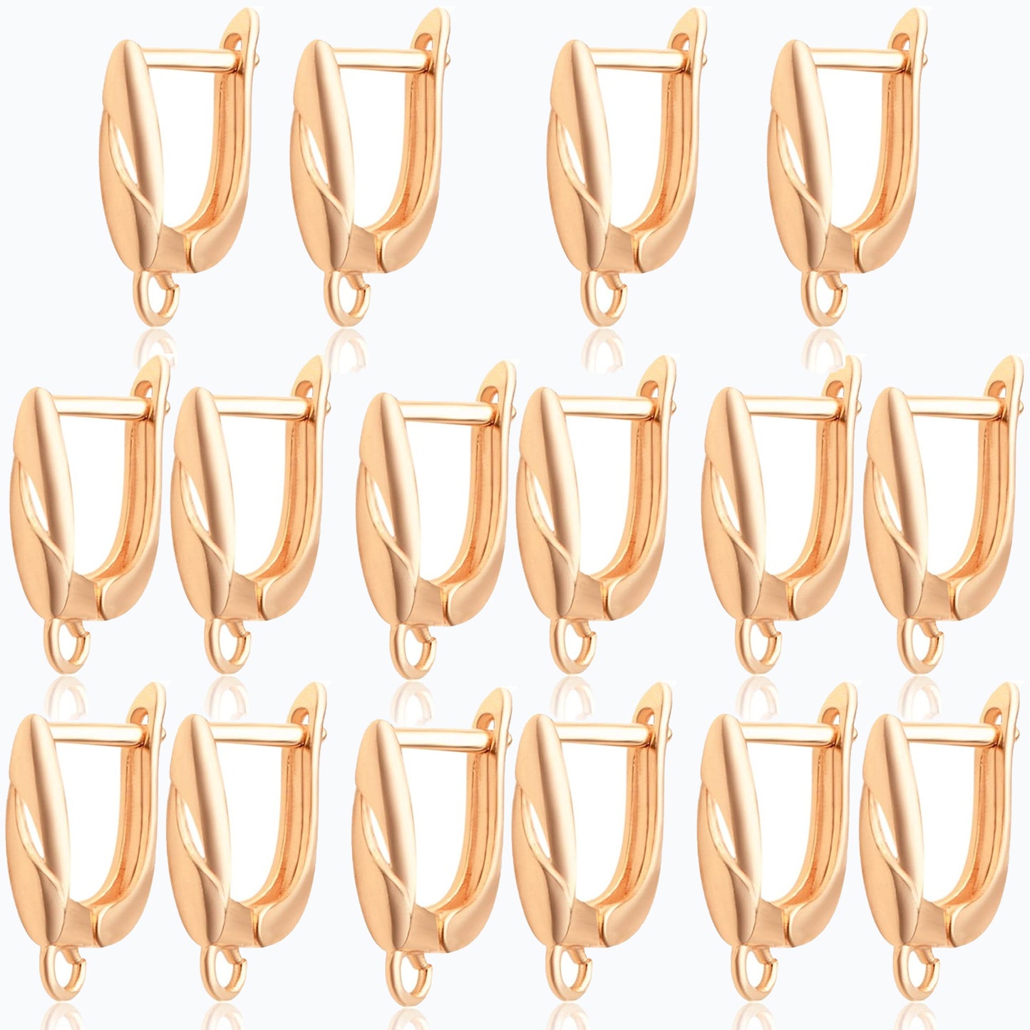 16pcs 8 Colors Rectangle French Earring Hooks Hypoallergenic Brass Leverback Earring Hooks Ear Wire with Open Loop for DIY Earrings Design Jewelry Making Accessories