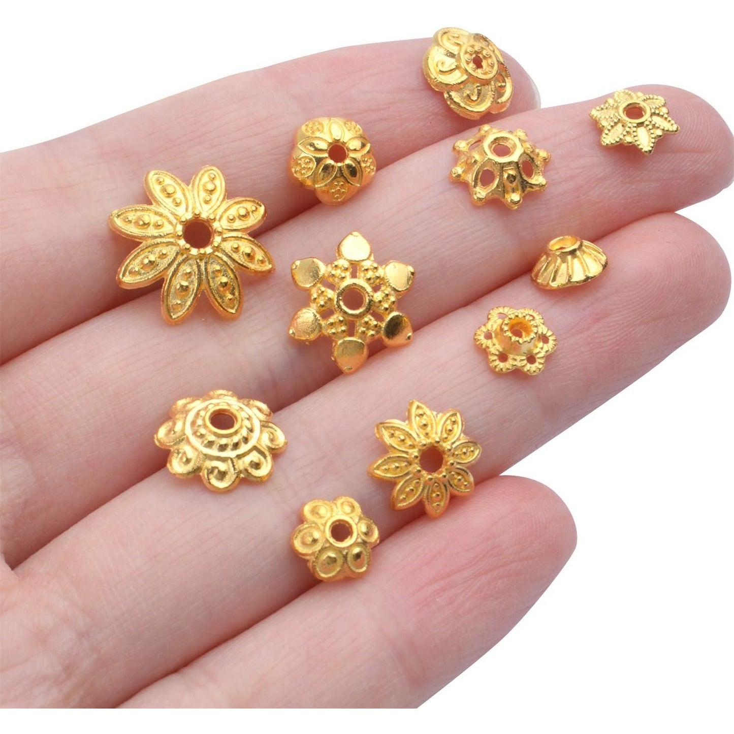 100 Gram(About 250-350pcs) Bead Caps Metal Spacers Jewelry Findings Accessories for Bracelet Necklace Jewelry Making,Gold