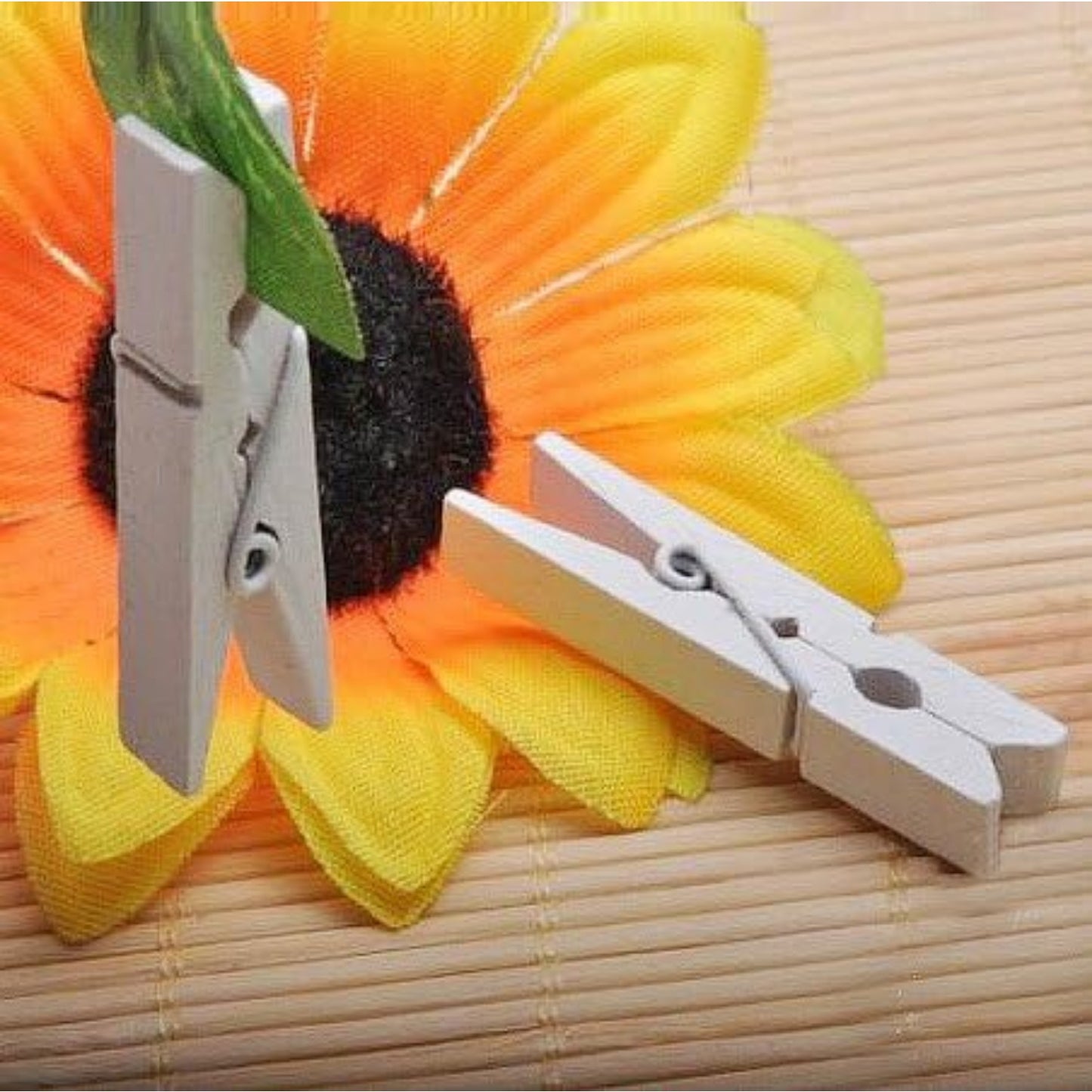 BronaGrand 100pcs Mini White Wooden Utility Paper Clips, Clothespins, Photo Clips
