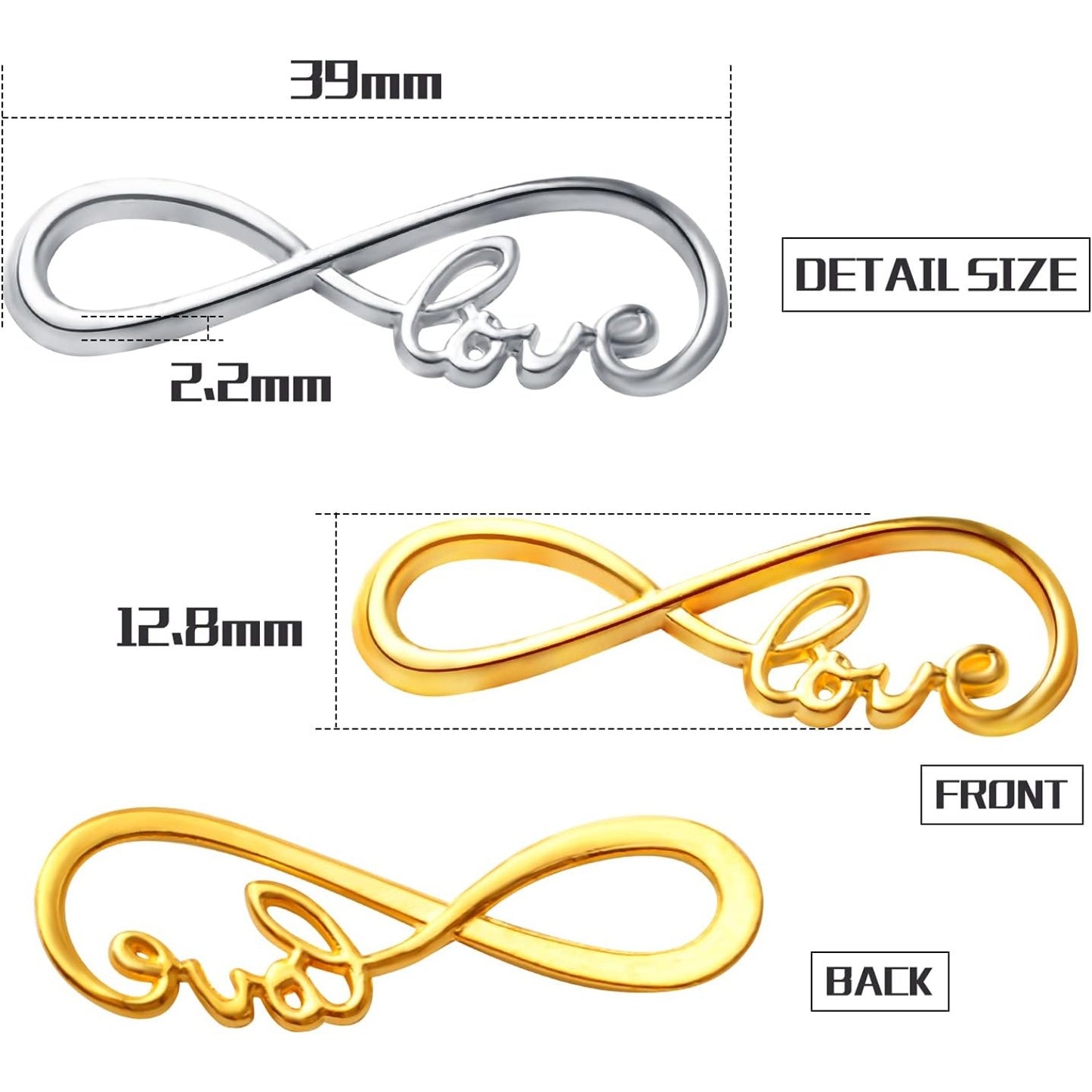 60pcs Infinity Love Symbol Connectors Charms Pendants Alloy Infinity Beads Charms for DIY Bracelet Necklace Jewelry Making Accessories,Gold,Antique Silver