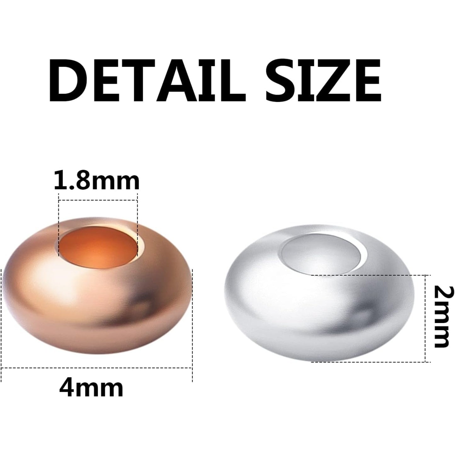 100pcs Round Spacers Beads Brass Rondelle Spacer Bead Loose Bead Spacers Charm Beads for DIY Jewelry Bracelet Necklace Crafts Making Accessory,Gold and Silver