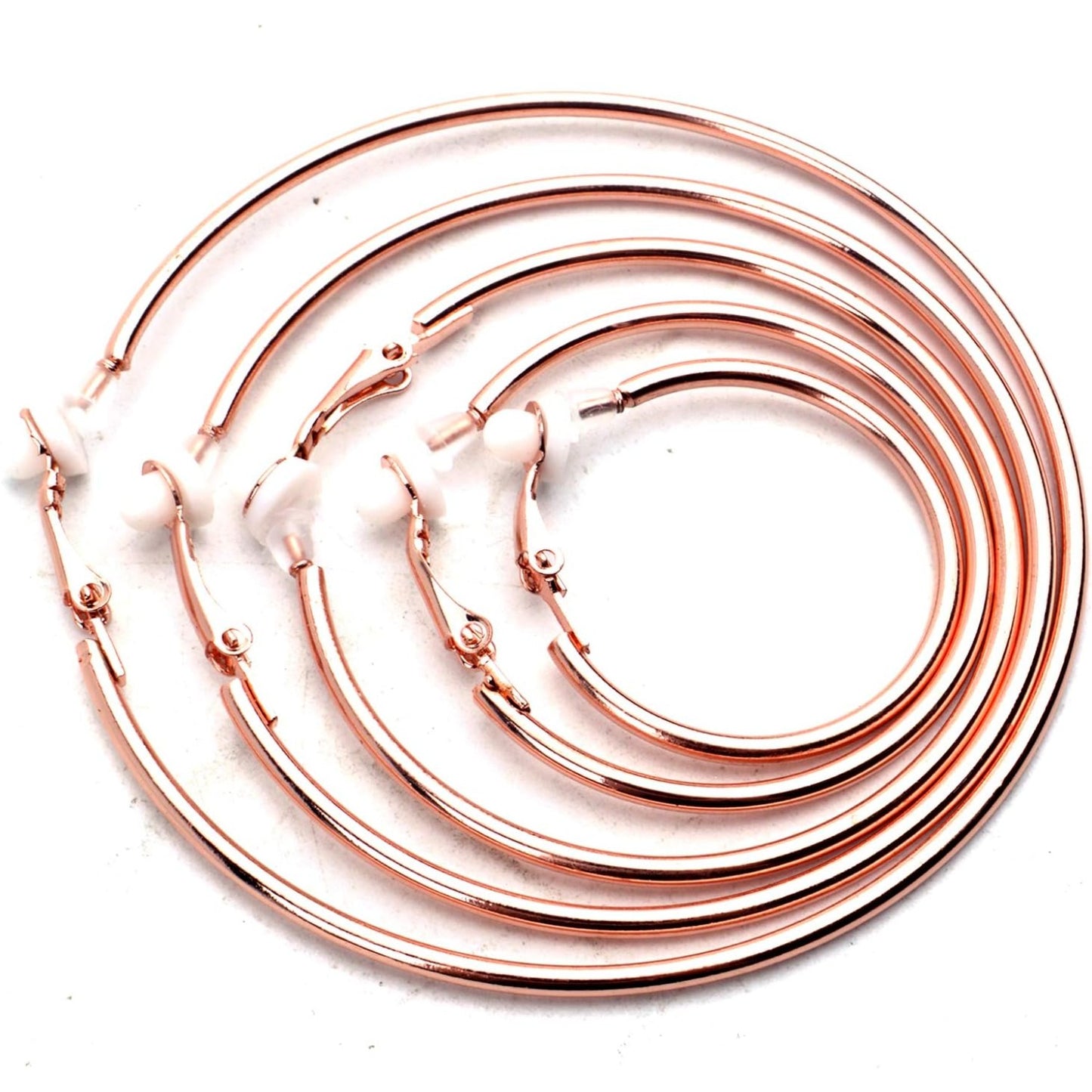 5 Pairs Gold Clip on Earrings Hoop Non Piercing Women Clip Earrings for Women, 5 Sizes