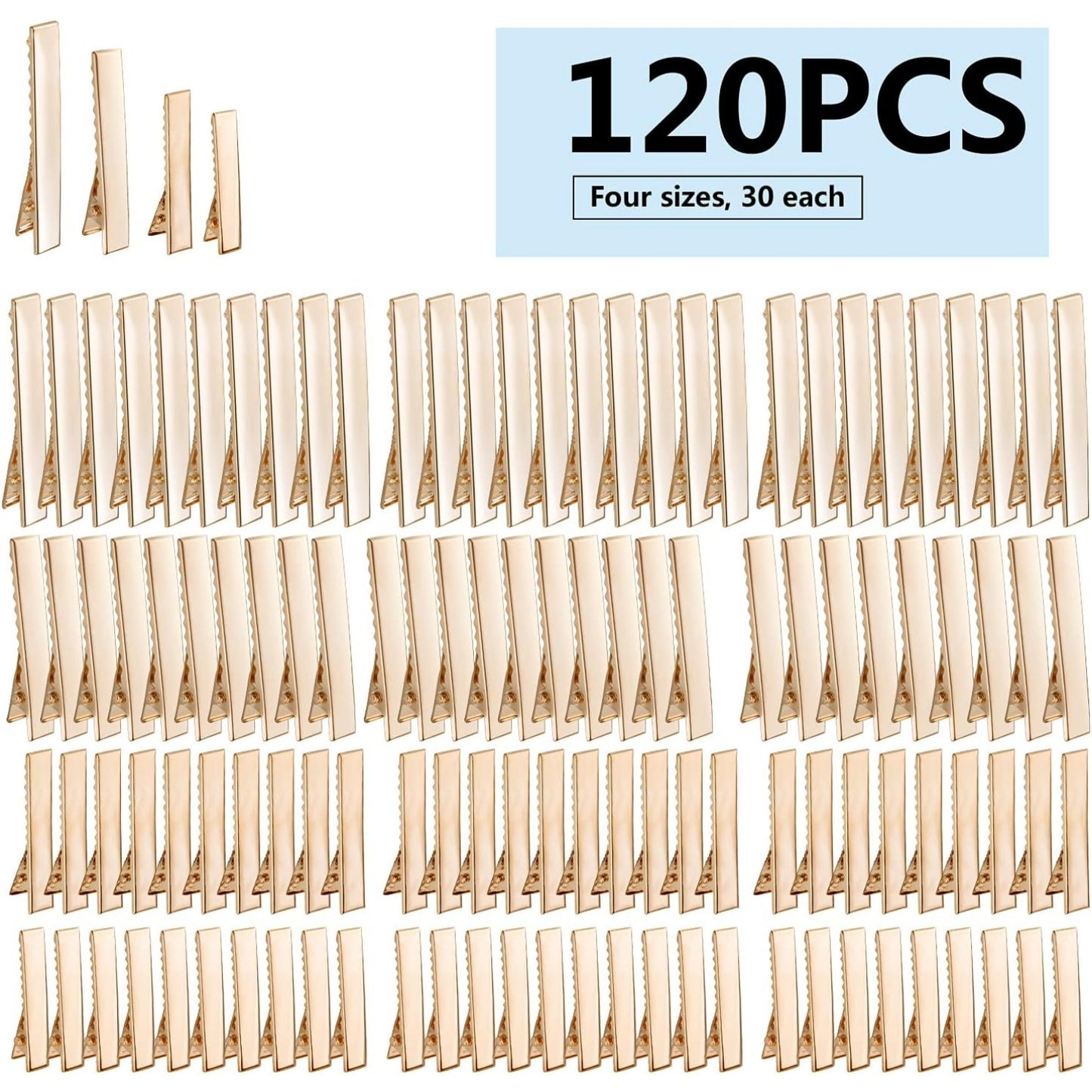 Duck Bill Hair Clips, 120pcs Gold Alligator Bow Clips Metal Single Prong Hair Curl Clips Flat Alligator Clips for Hair Styling Accessories or DIY Projects