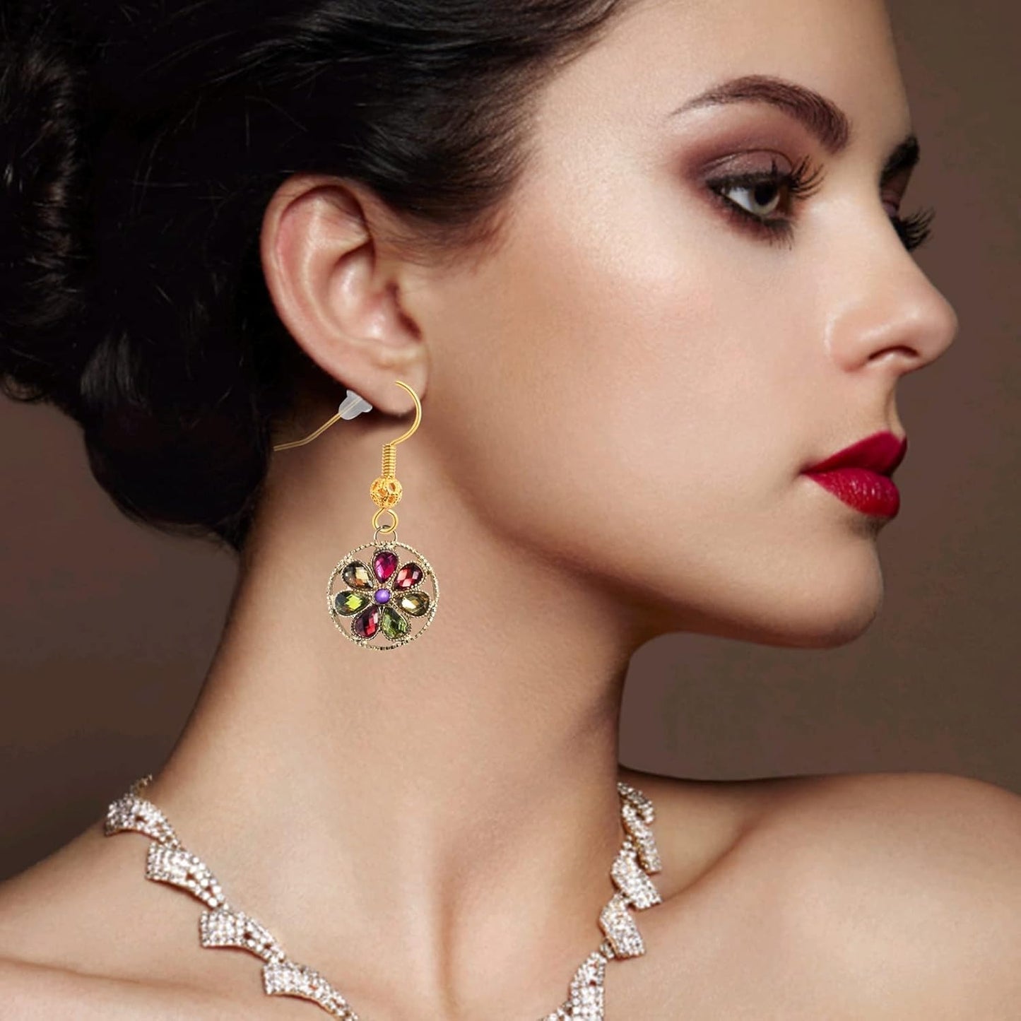 30pcs Golden Hypoallergenic Earring Fish Hooks Brass French Hollow Flower Ball Earwire Hooks and 30pcs Clear Earring Safety Backs for DIY Earrings Jewelry Making Supplies