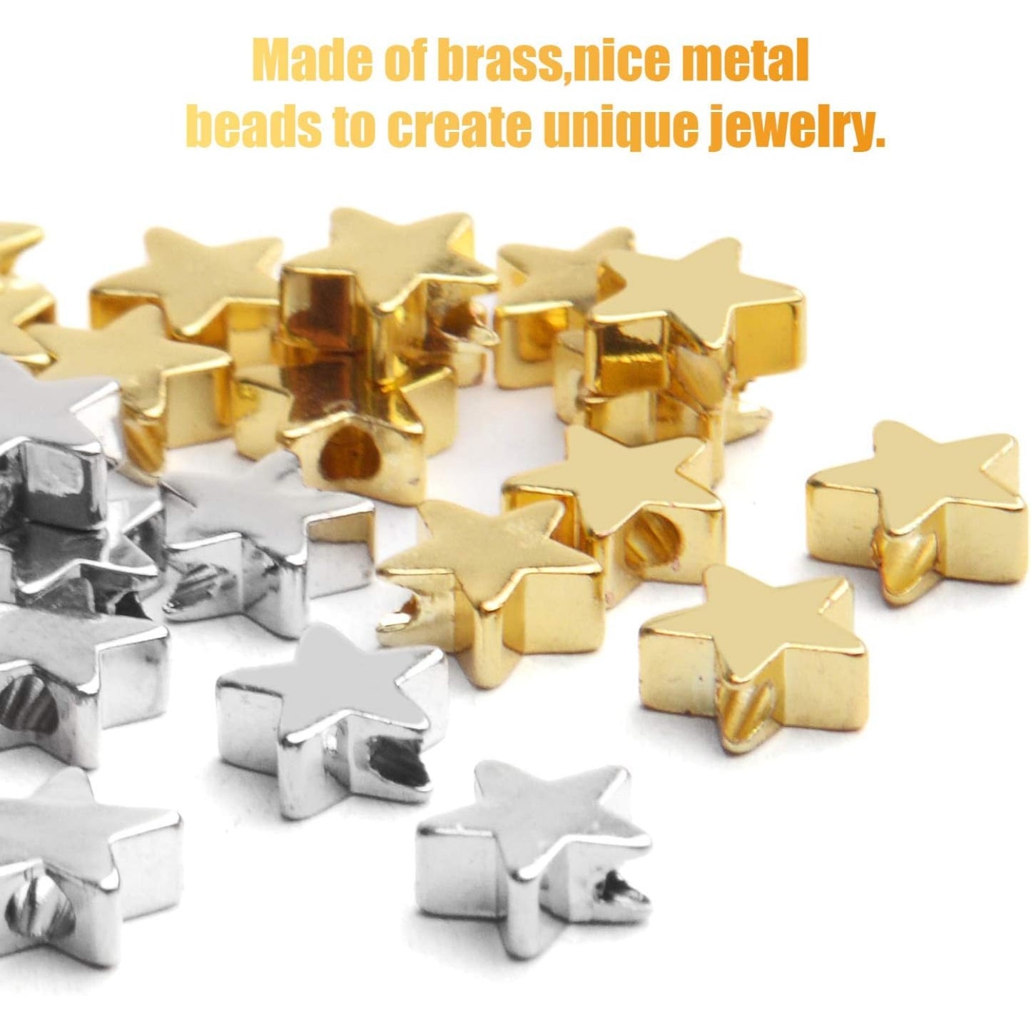 30pcs Star Shape Spacer Beads Jewelry Charm Loose Beads Copper Small Hole Star Beads for DIY Jewelry Crafts Making,6×6mm
