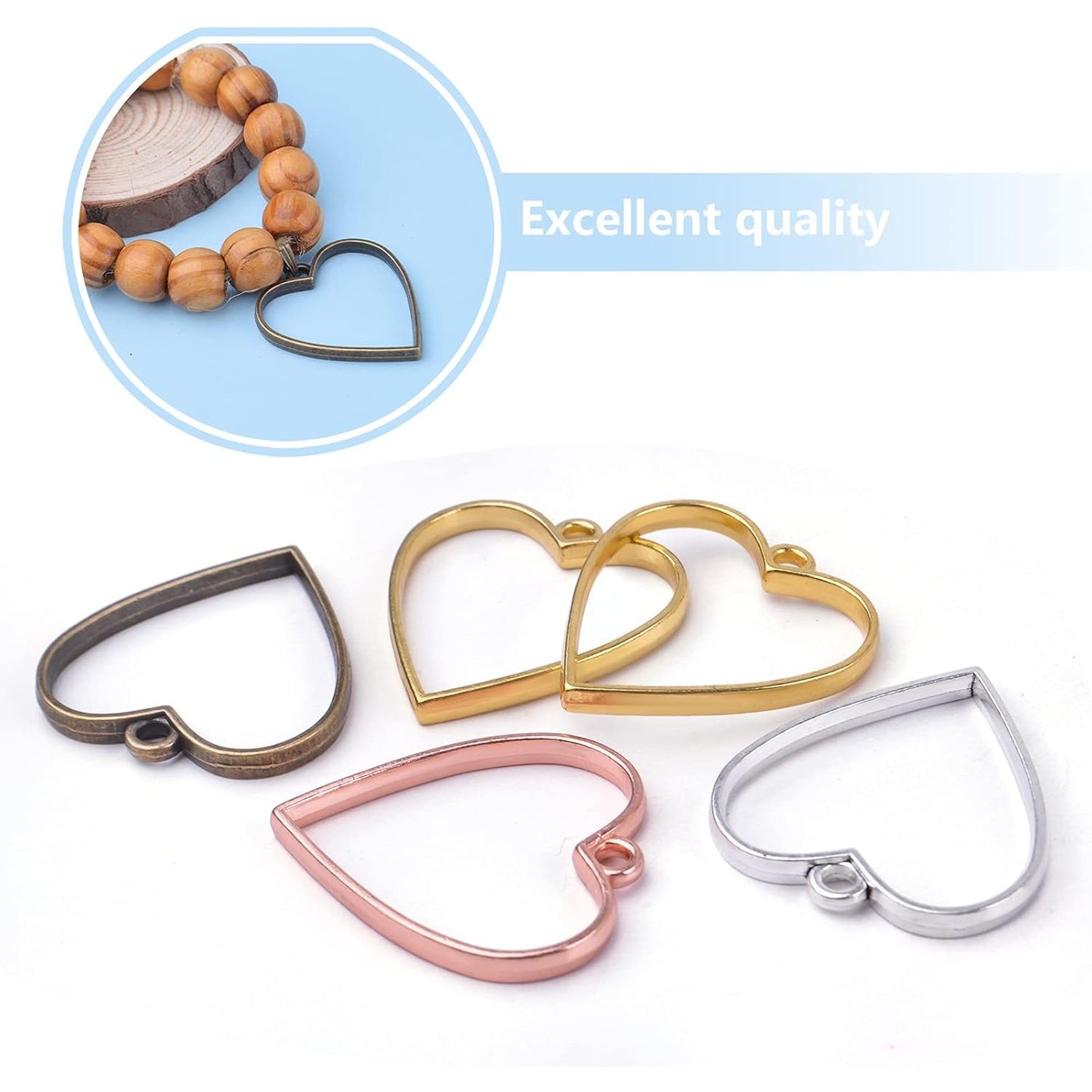 Open Backs Bezel Pendants, 20pcs Heart Hollow Frame Pendant Geometric Blanks Charms Resin Molds for Jewelry Findings Diy Pressed Flower Frame Earrings Bracelet, 4 Colors