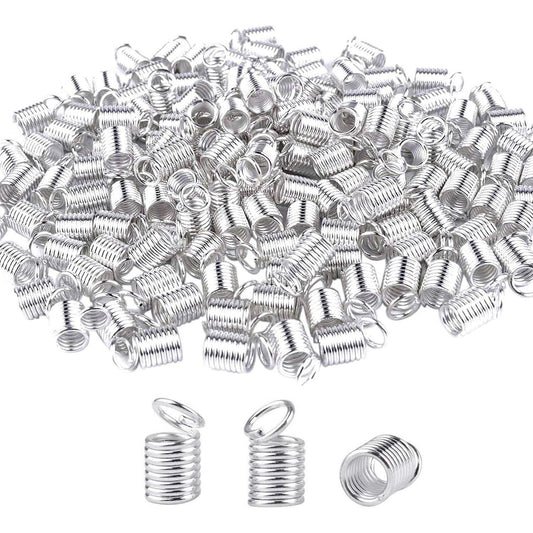 150pcs Antiqued Brass Silver Crimp Fasteners Leather Cord Ends Caps Necklace Clasp Jewelry Parts 9x5mm