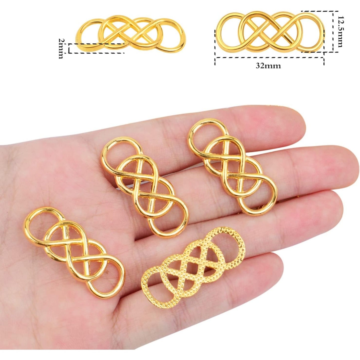 50pcs Double Infinity Symbol Connector Charms Alloy Pendant Charm Connectors for DIY Bracelet Necklace Jewelry Making,32.8mm×12.5mm