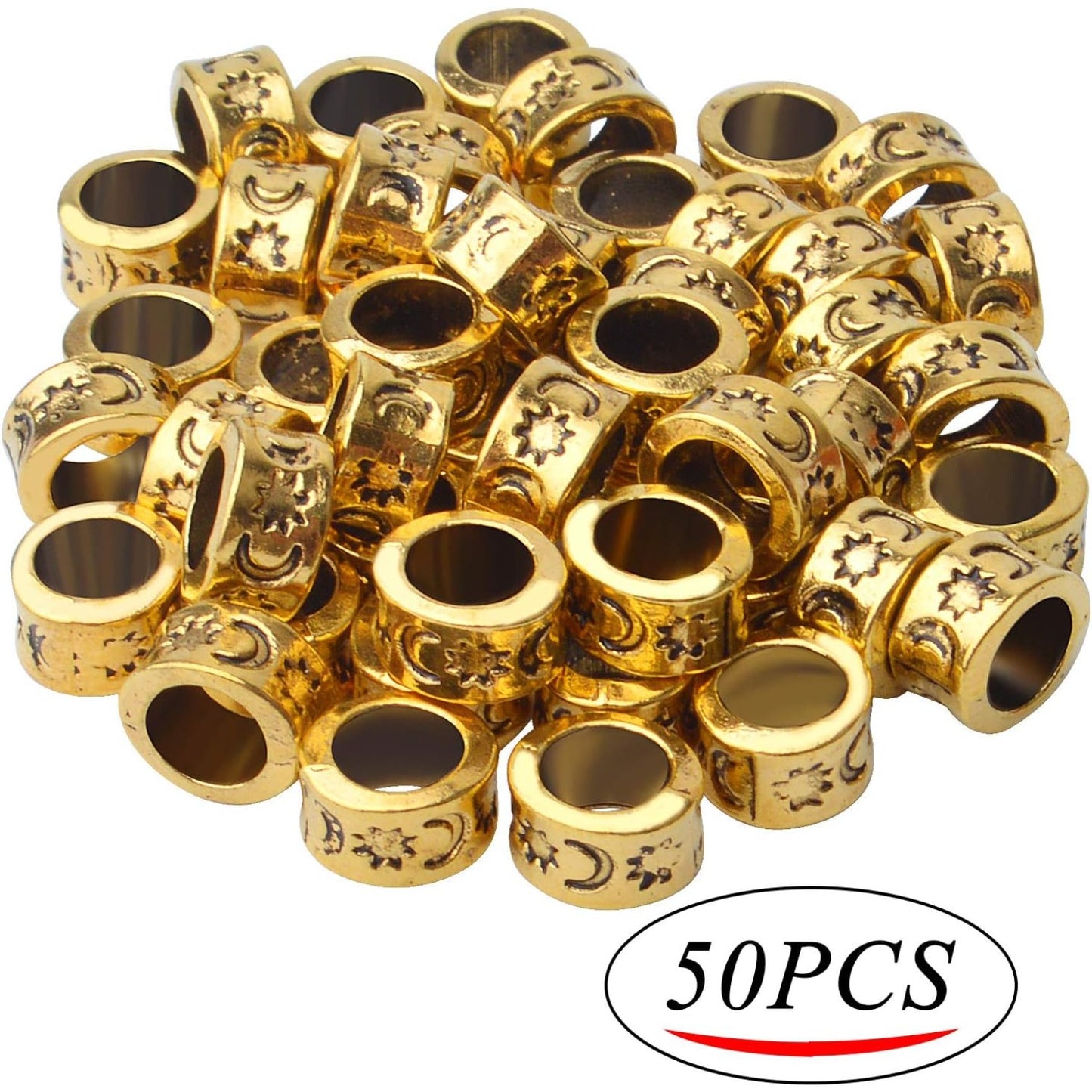 50pcs Large Hole Column Spacer Beads Tube Beads Alloy Antique Gold Rondelle Jewelry Spacers for Bracelet Necklace DIY Jewelry Making