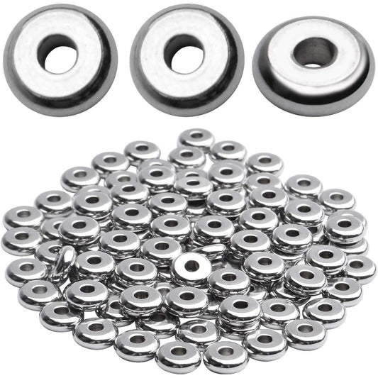 Rondelle Spacer Beads, 100pcs Stainless Steel Disc Rondelle Slices, 6x2mm