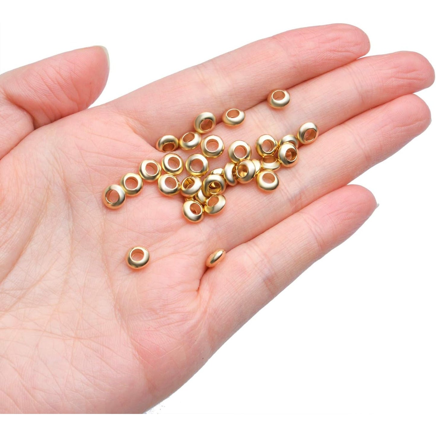 Brass Spacer Beads,200pcs 2x6mm Round Spacer Beads Loose Tiny Smooth Rondelle Beads Jewelry Making Findings for DIY Bracelet Necklace Crafts